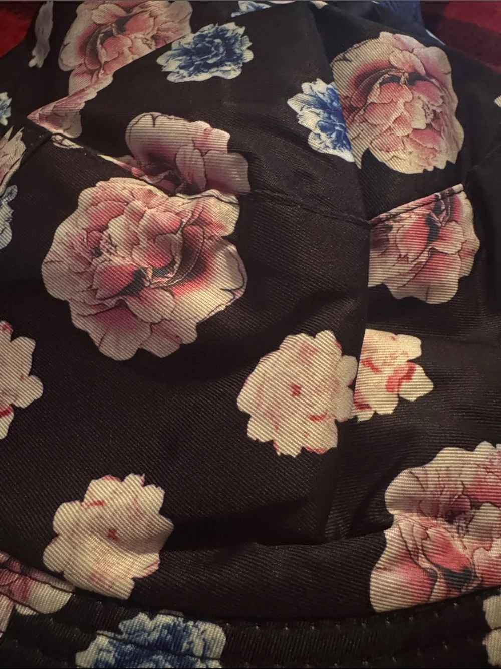 NWT Floral Bucket Hat with Pink & Cream Blooms, Summer Hats, IS